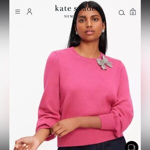 EUC! KATE SPADE embellished bow sweater. Size S.